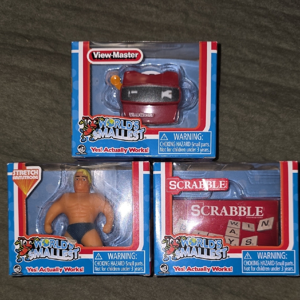 World's Smallest Toy Set - View-Master, Stretch Armstrong, Scrabble